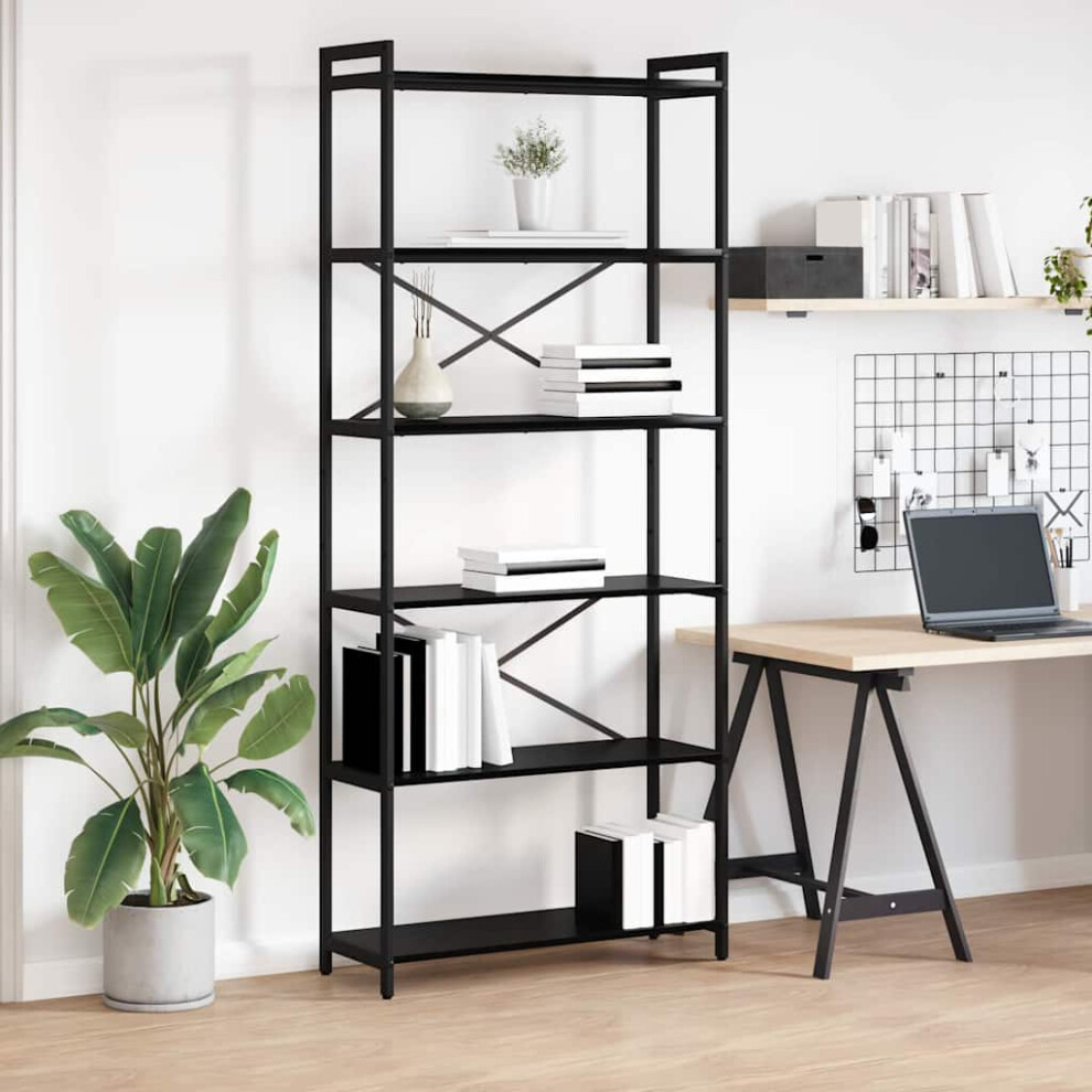 Vidaxl Bookshelf Oak 80 X 30 X 190 Cm Engineered Wood Black