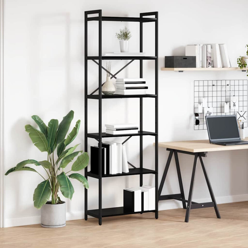 Vidaxl Bookshelf Oak 60 X 30 X 190 Cm Engineered Wood Black
