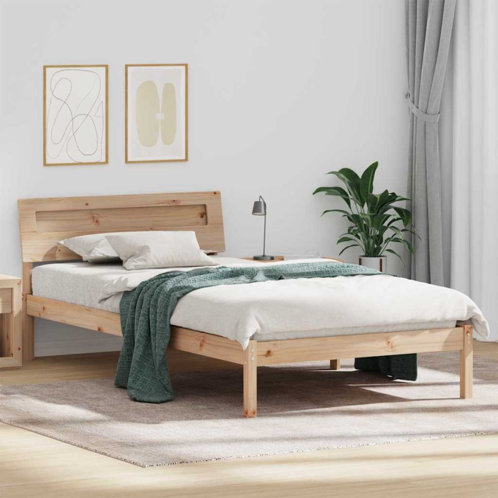 Vidaxl Bed Frame With Headboard Brown 80 X 200 Cm Solid Pine Wood