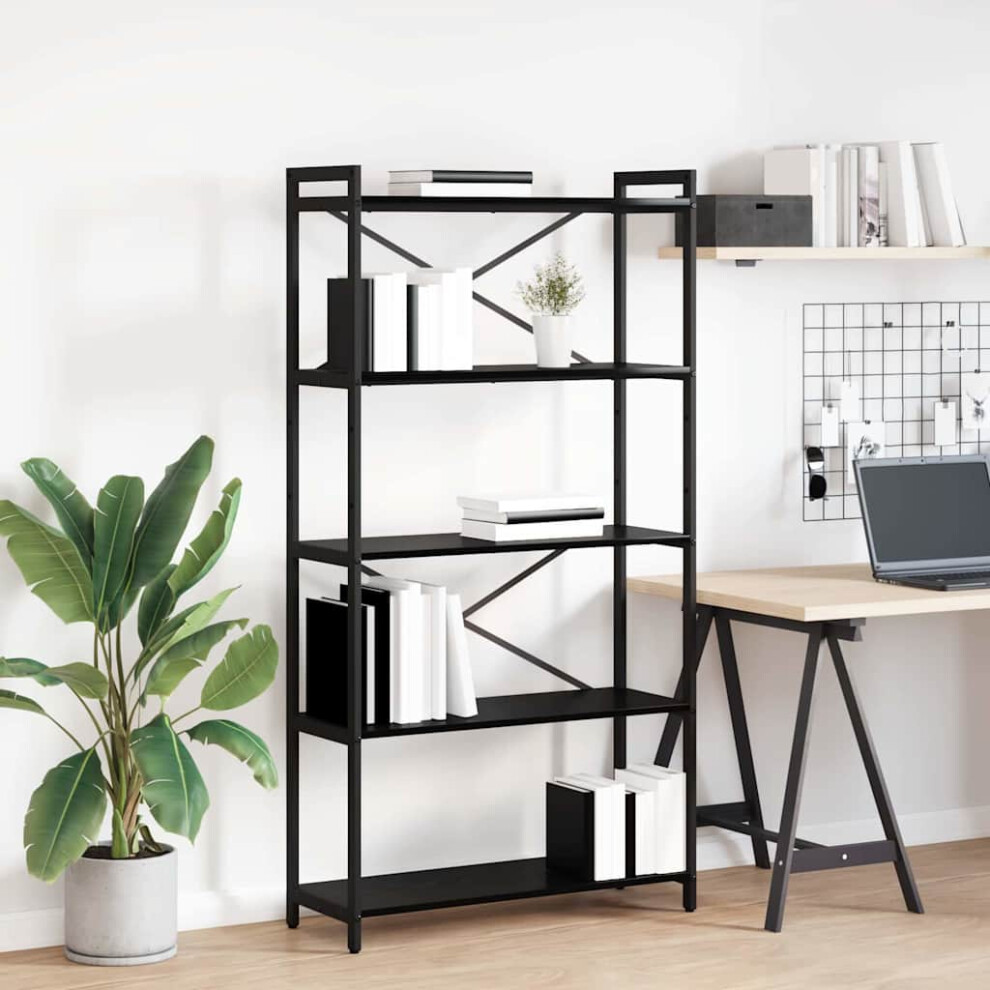 Vidaxl Bookshelf Oak 80 X 30 X 155 Cm Engineered Wood Black