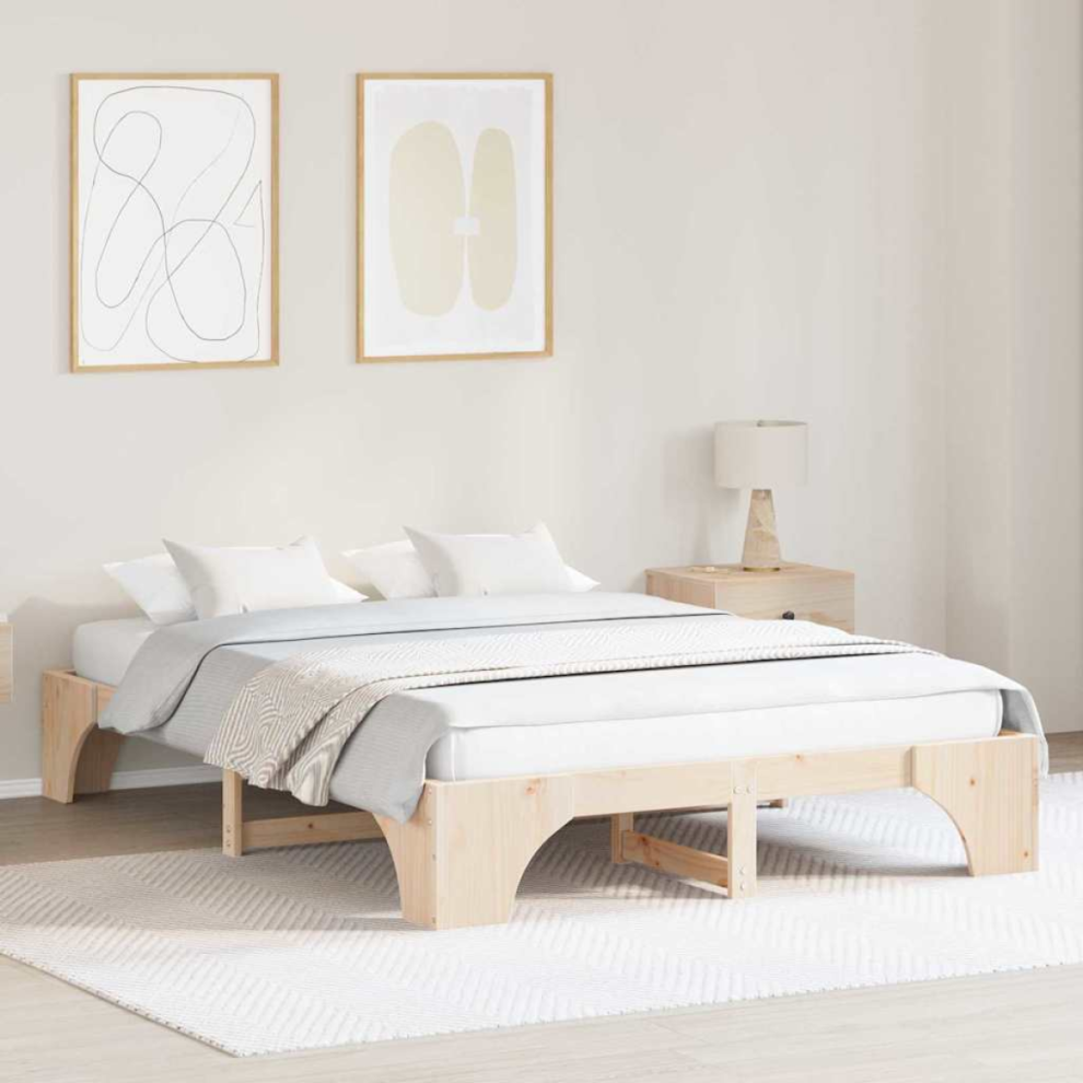 Vidaxl Bed Frame Natural 150 X 200 Cm Solid Pine Wood