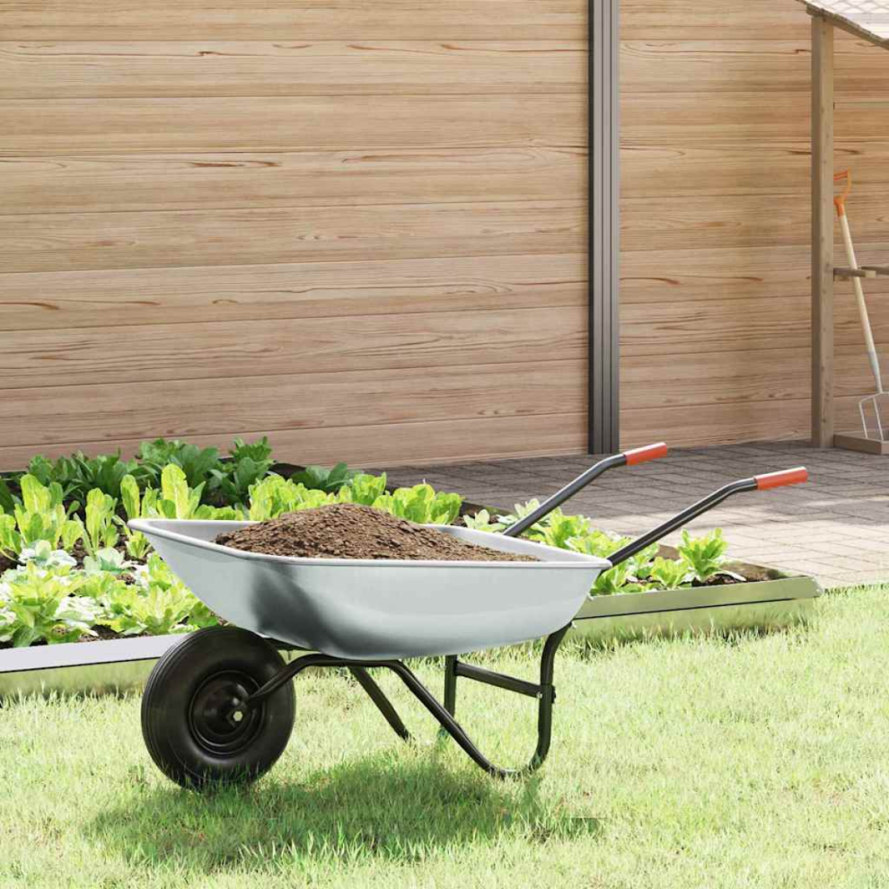Vidaxl Wheelbarrow Silver And Black 133 X 62.5 X 58 Cm Steel
