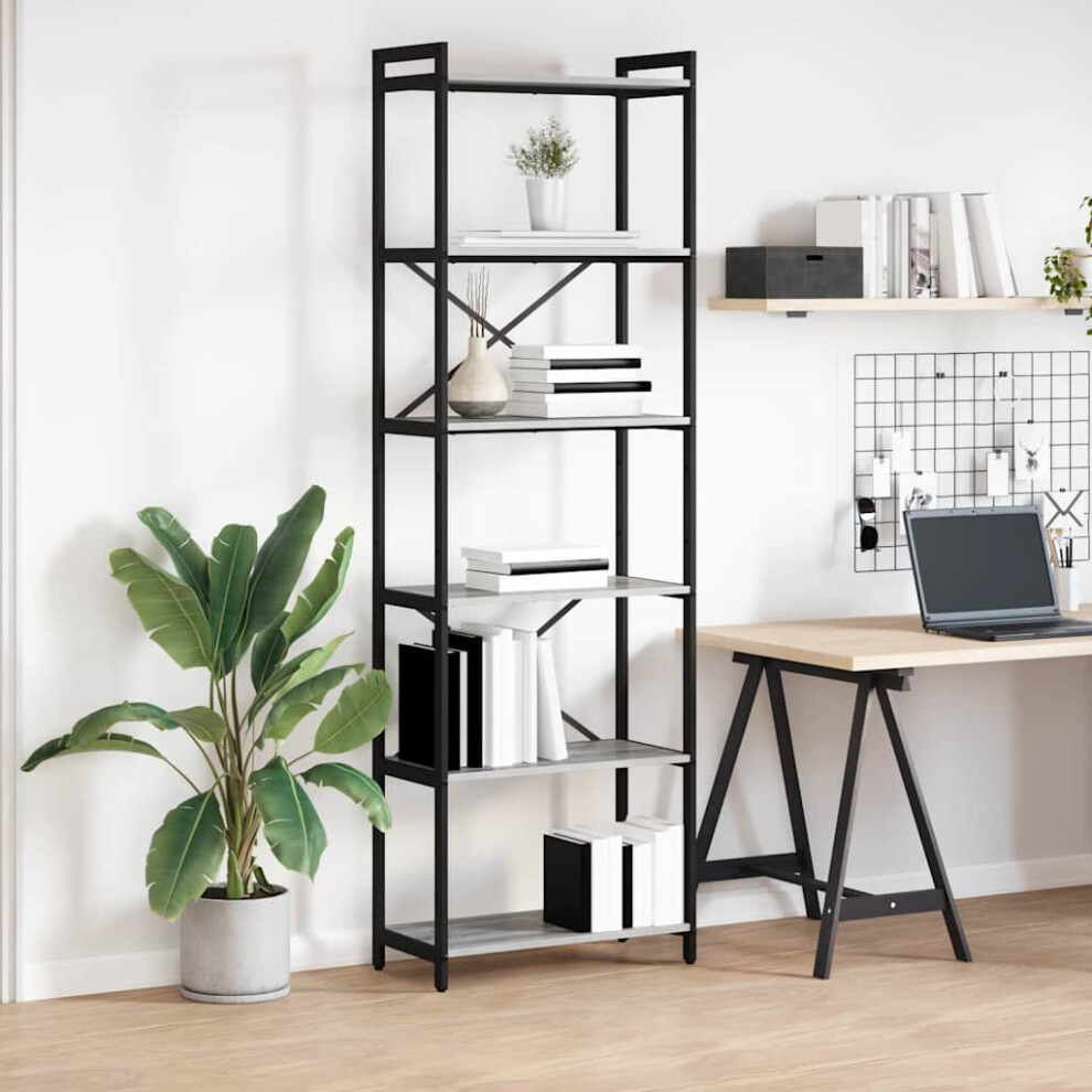 Vidaxl Bookshelf Sonoma 60 X 30 X 190 Cm Engineered Wood Grey