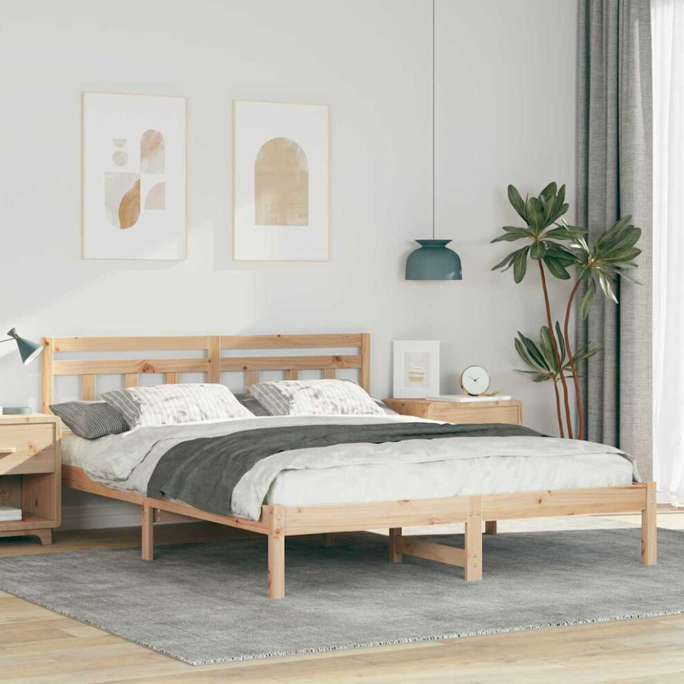 Vidaxl Bed Frame Brown 150 X 200 Cm Solid Pine Wood