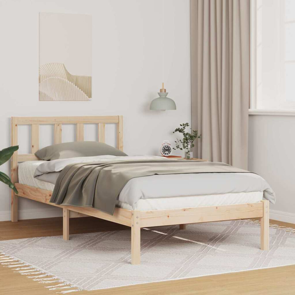 Vidaxl Bed Frame With Headboard Brown 75 X 190 Cm Solid Pine Wood
