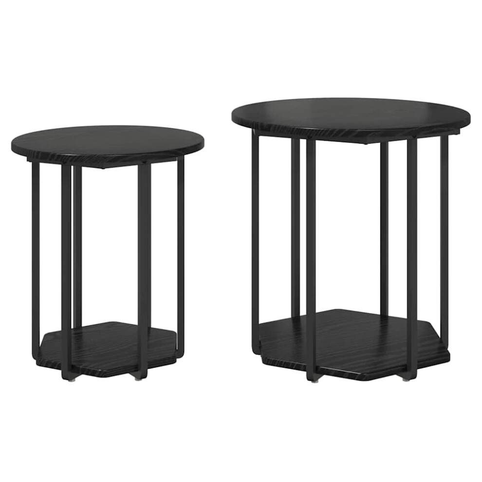 Vidaxl Side Table Set 2 Pcs Black Oak 50 X 50 X 50.5 Cm, Black - Image 2