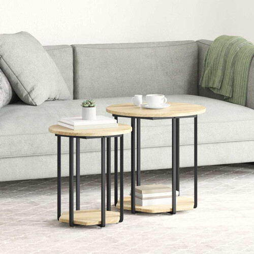VidaXL vidaXL Side Table Set with Shelf 2 pcs Brown