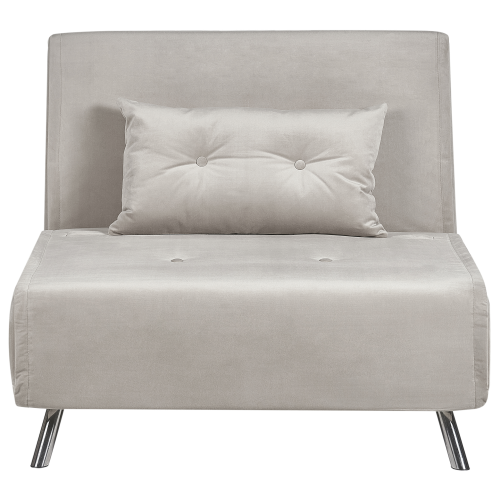 Beliani Single Sofa Bed FARRIS Velvet Light Grey