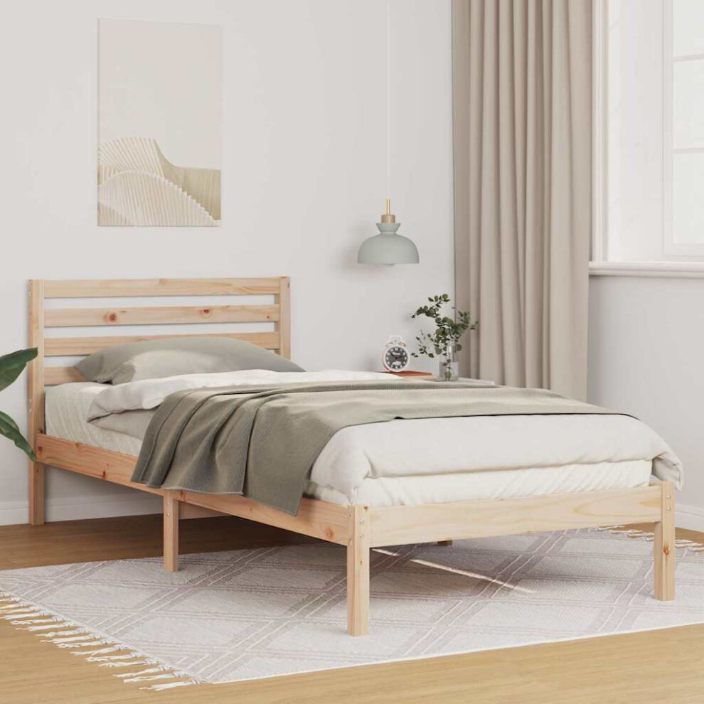 Vidaxl Bed Frame With Headboard 100 X 210 Cm Solid Pine Wood Brown