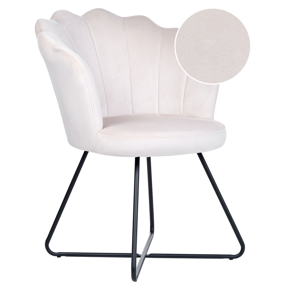 Beliani Armchair Lovelock Velvet Off-White