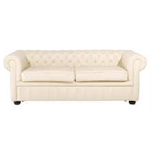 Sofa 3 Seater CHESTERFIELD Leather Light Beige