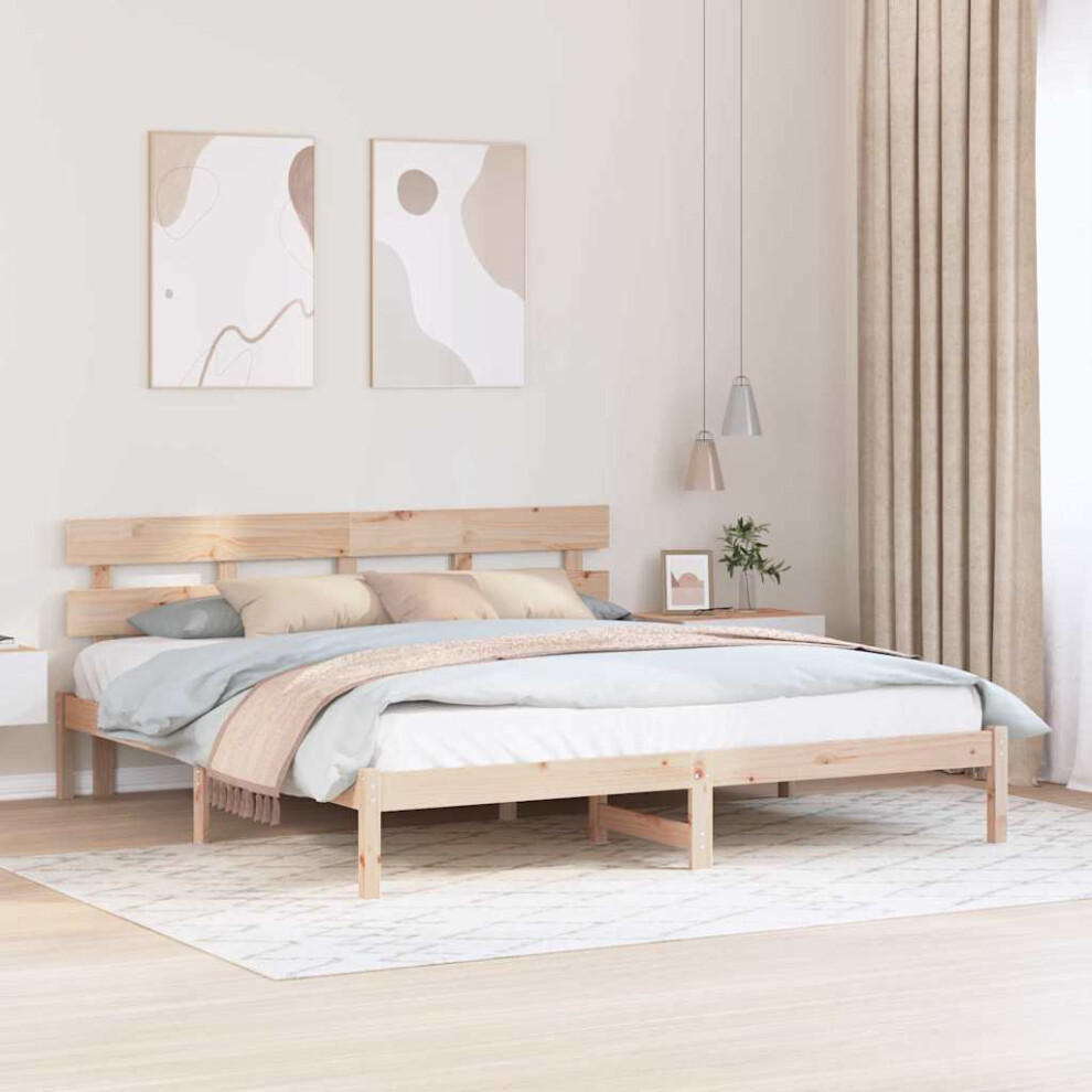 Vidaxl Bed Frame With Headboard Brown 180 X 200 Cm Solid Pine Wood