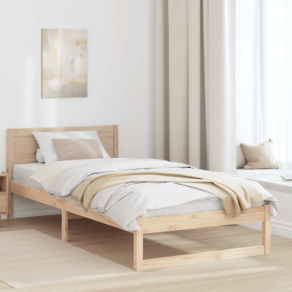 Vidaxl Bed Frame With Headboard Natural 90 X 200 Cm Solid Pine Wood