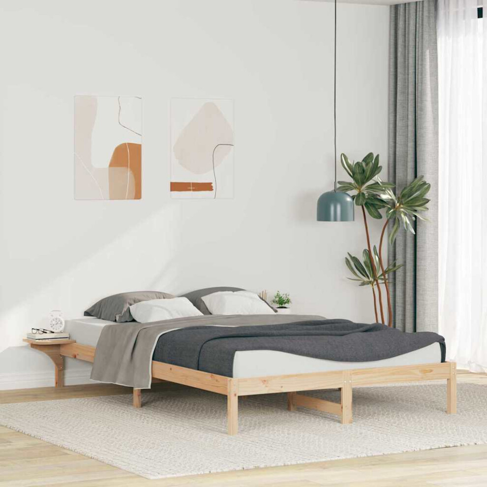 Vidaxl Bed Frame With Side Tables Natural 140 X 220 Cm Solid Pine Wood