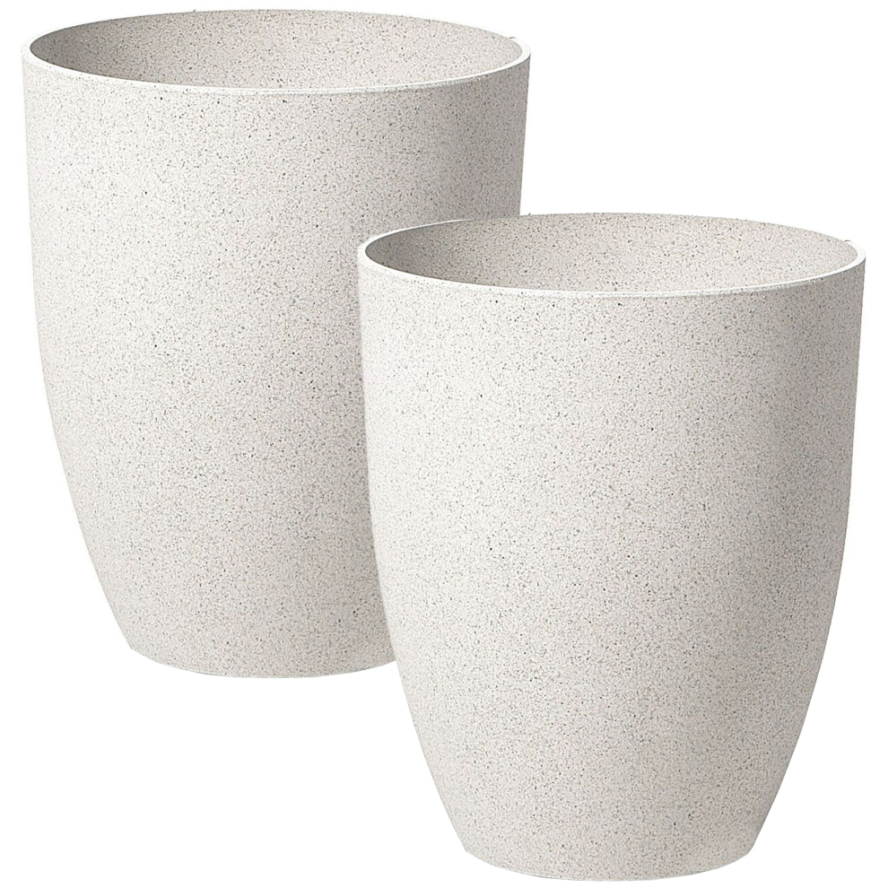 Beliani Set Of 2 Plant Pots Croton 35 Cm Off- White