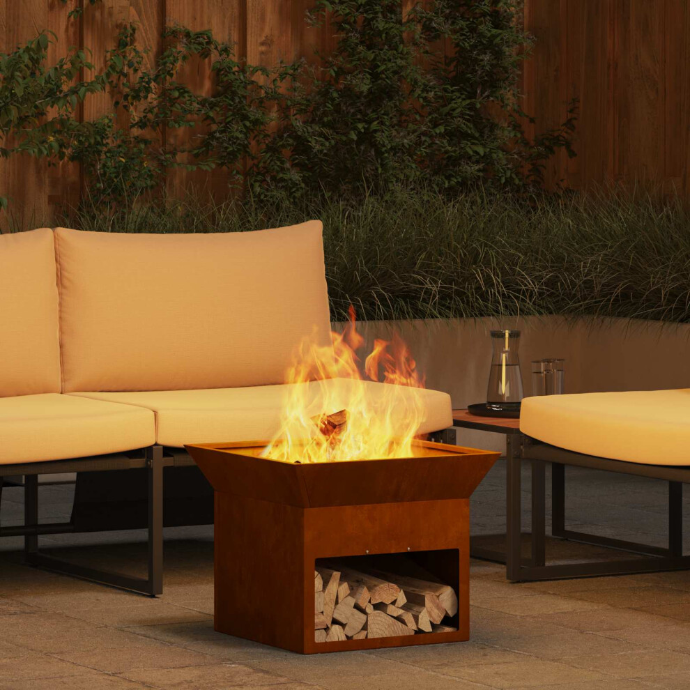 Vidaxl Fire Pit Rusty 50 X 50 X 40 Cm Weathering Steel