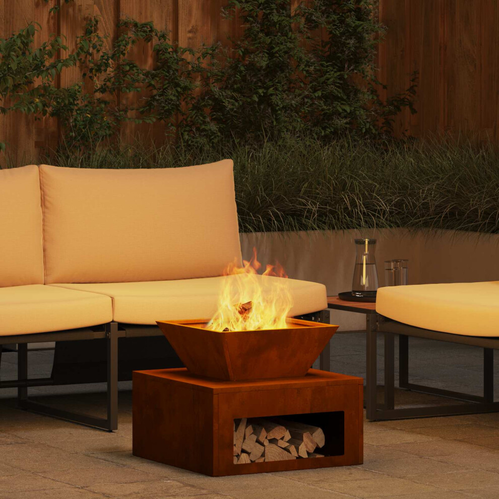 Vidaxl Fire Pit Rusty 50 X 50 X 40 Cm Weathering Steel