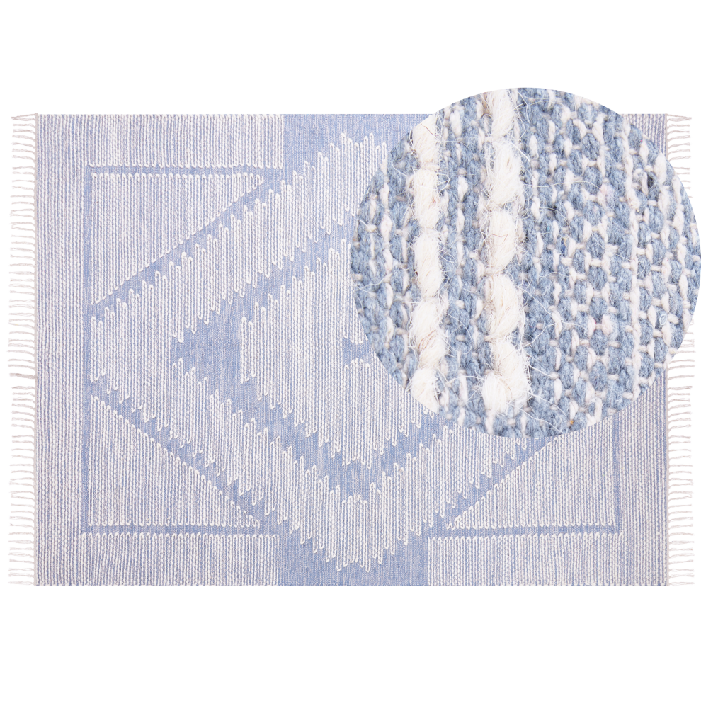 Beliani Rug Ansar Blue 160 X 230 Cm Cotton