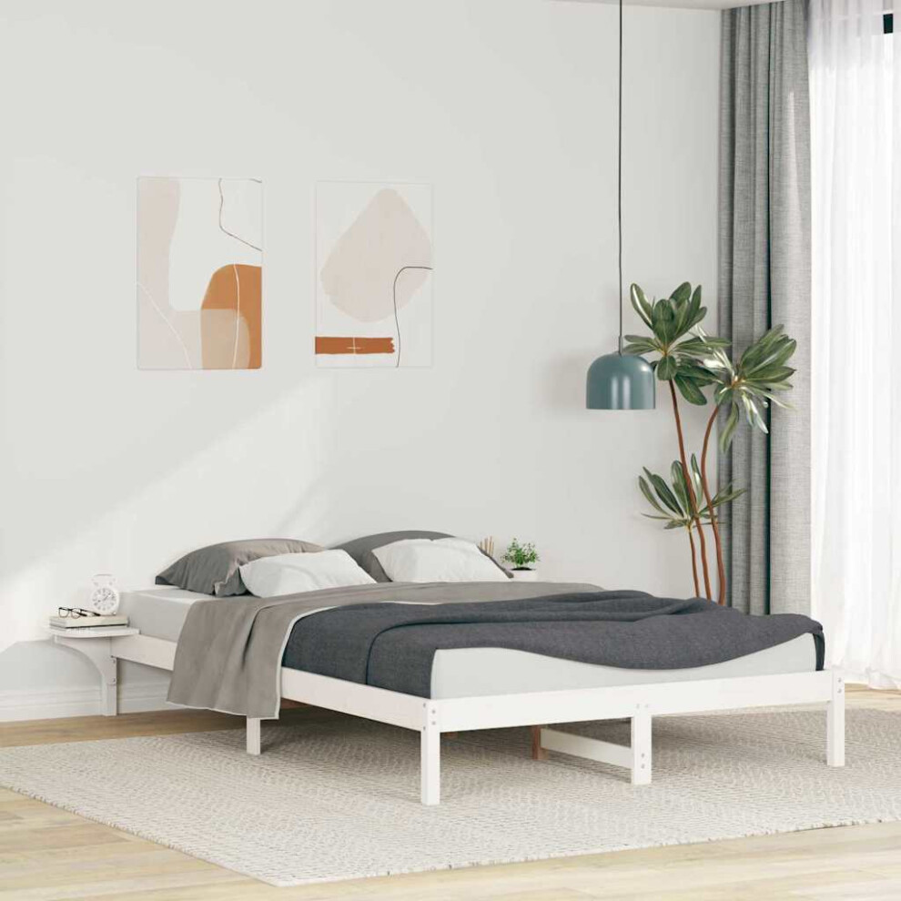 Vidaxl Bed Frame With Side Tables White 160 X 220 Cm Solid Pine Wood
