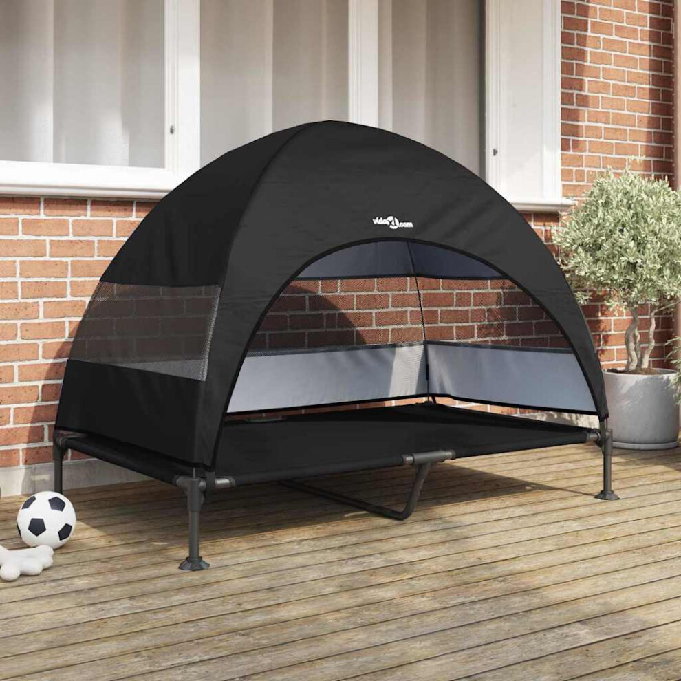 Vidaxl Raised Dog Bed Folding Black 127 X 81 X 108 Cm Fabric And Steel