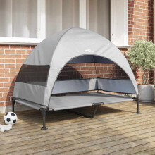 vidaXL Raised Dog Bed Silver Grey 127 x 81 x 108 cm Fabric and Steel