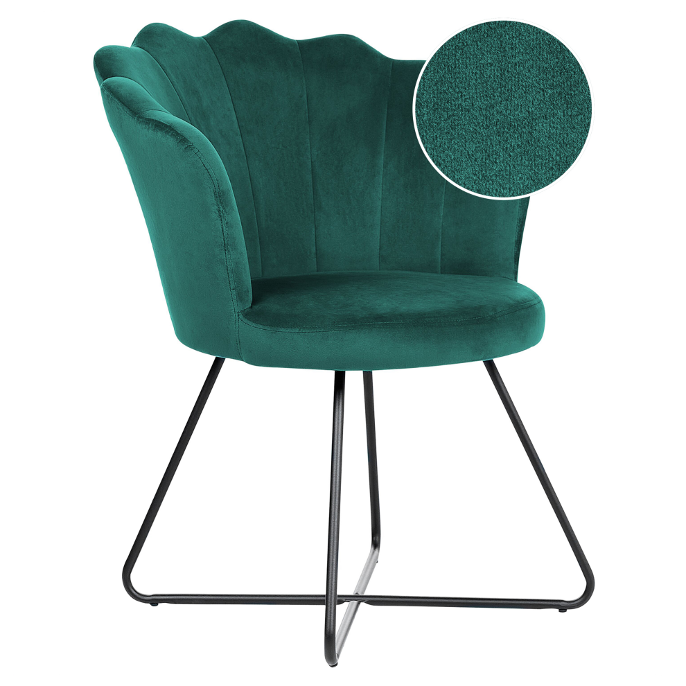 Beliani Armchair Lovelock Velvet Emerald Green