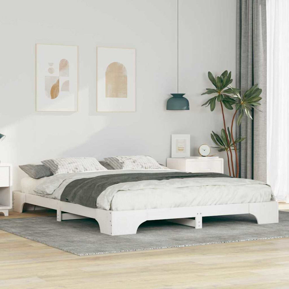 Vidaxl Bed Frame 160 X 210 Cm Solid Pine Wood White