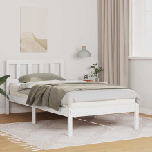 vidaXL Bed Frame with Headboard White 90 x 190 cm Solid Pine Wood