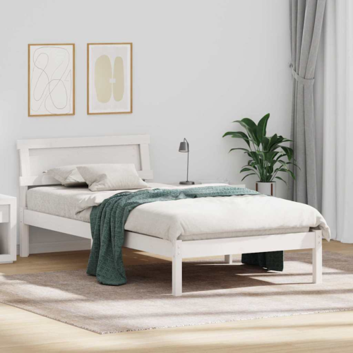 VidaXL vidaXL Bed Frame with Headboard White 90 x 190 cm Solid Pine Wood