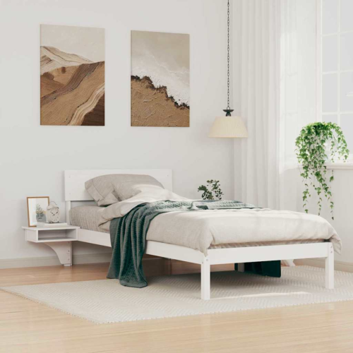 VidaXL vidaXL Bed Frame with Headboard White 90 x 190 cm Solid Pine Wood