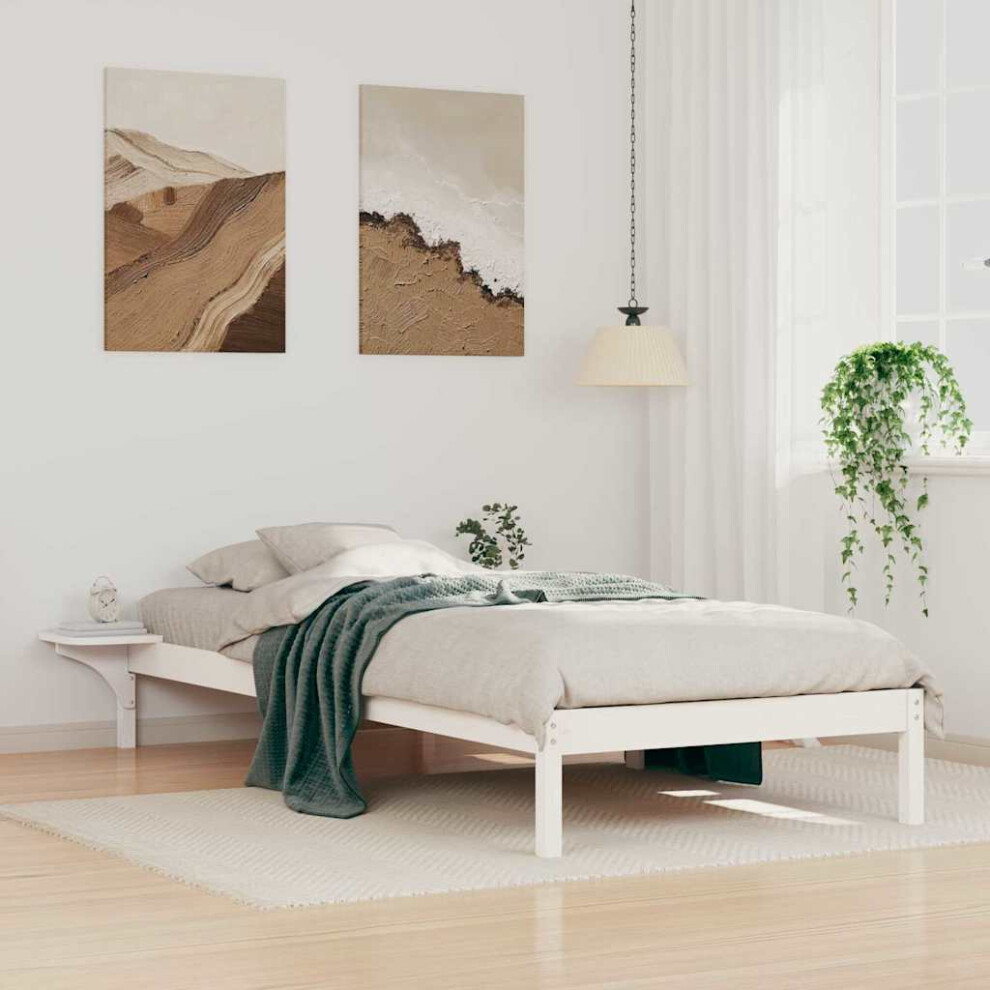 Vidaxl Bed Frame With Side Tables White 80 X 220 Cm Solid Pine Wood