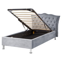 Ottoman Bed METZ Velvet Grey 90 x 200 cm (EU Single)