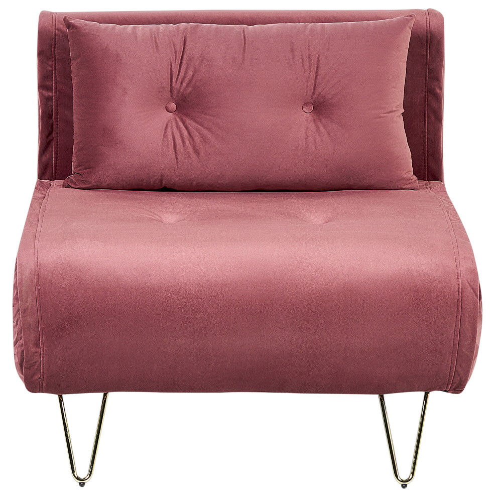 Beliani Single Sofa Bed Vestfold Velvet Pink