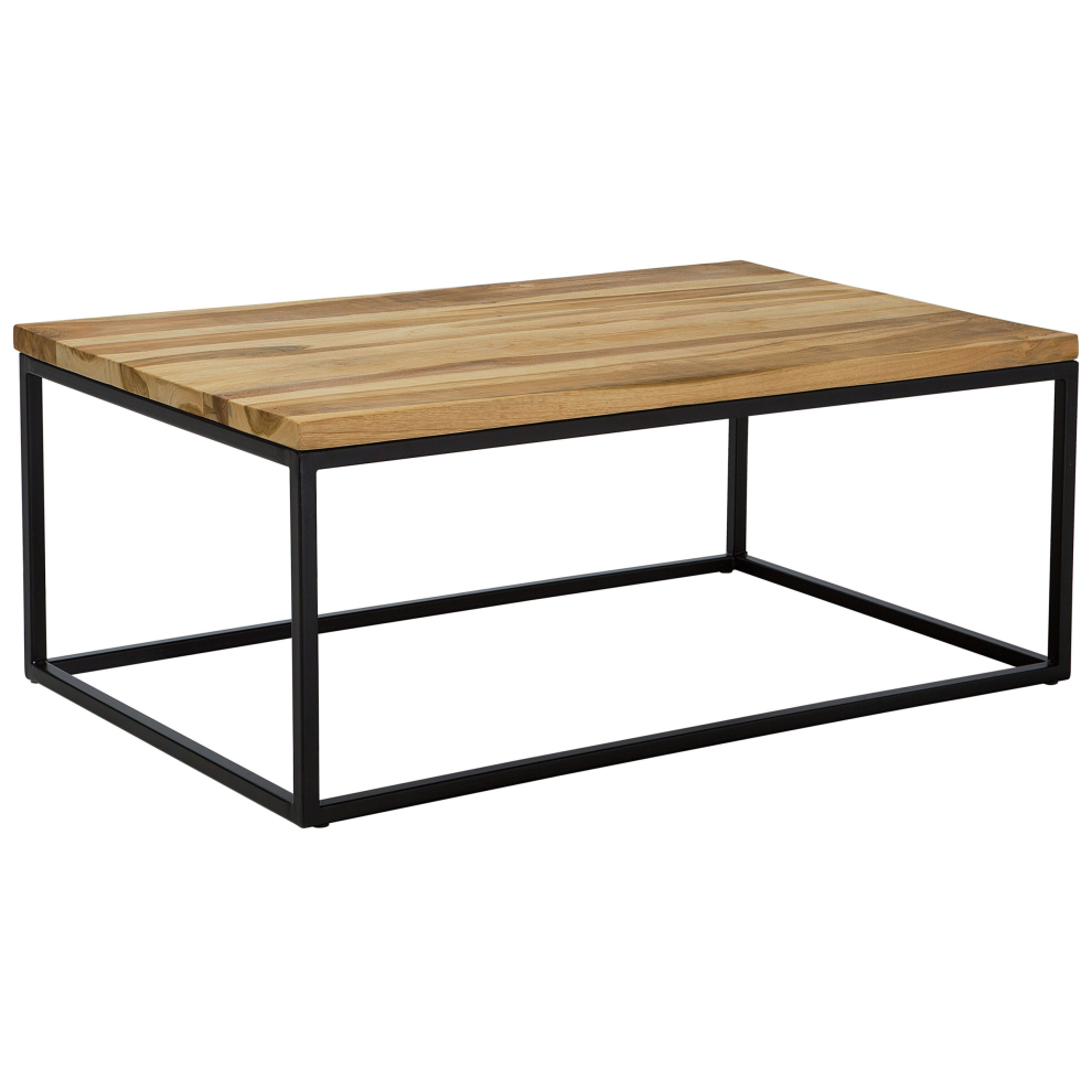 Beliani Coffee Table Provo Teak Wood Brown Black,Brown