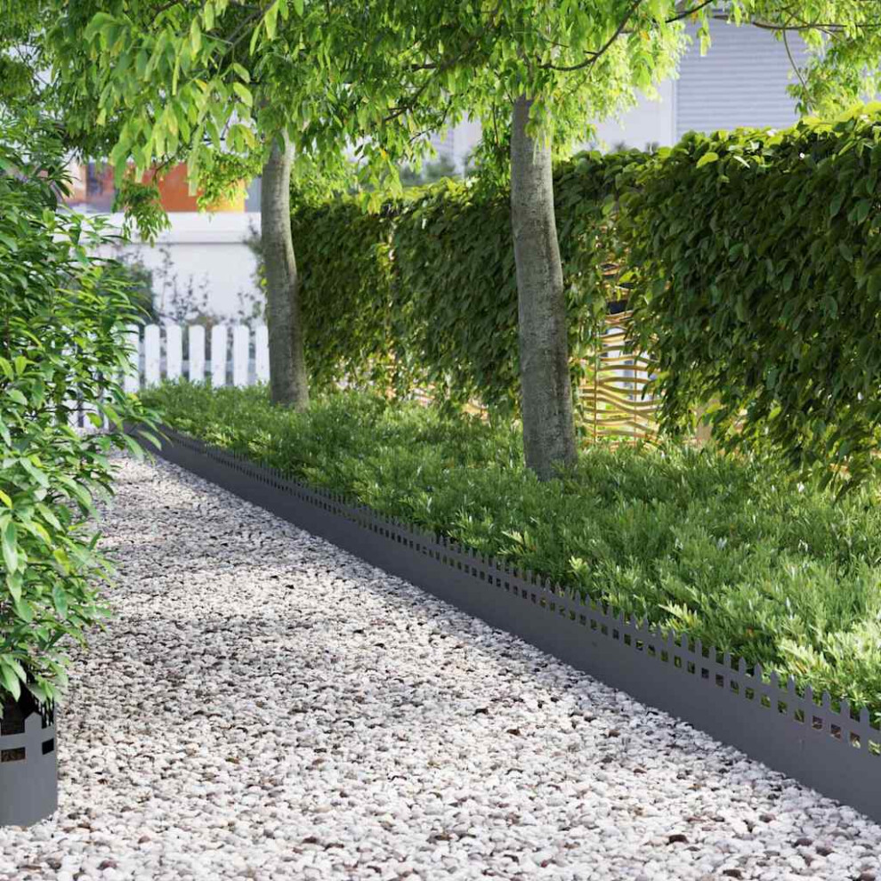 Vidaxl Lawn Edgings 20 Pcs Anthracite 103 X 0.05 X 22 Cm Steel