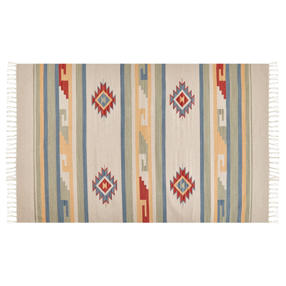 Beliani Rug Aparan Beige 140 X 200 Cm Cotton Kilim