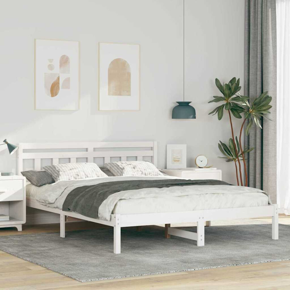 Vidaxl Bed Frame White 160 X 200 Cm Solid Pine Wood