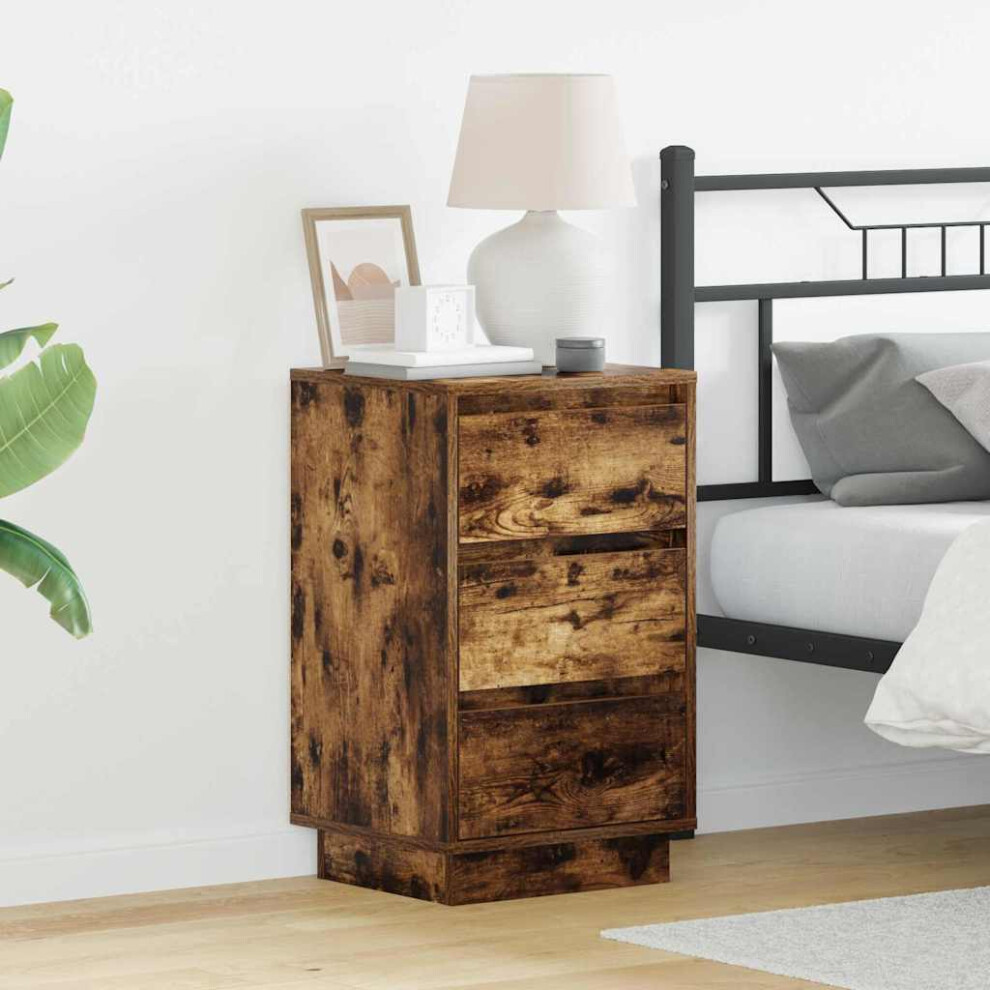 Vidaxl Bedside Cabinet Smoked Oak 39 X 34.5 X 65 Cm Engineered Wood