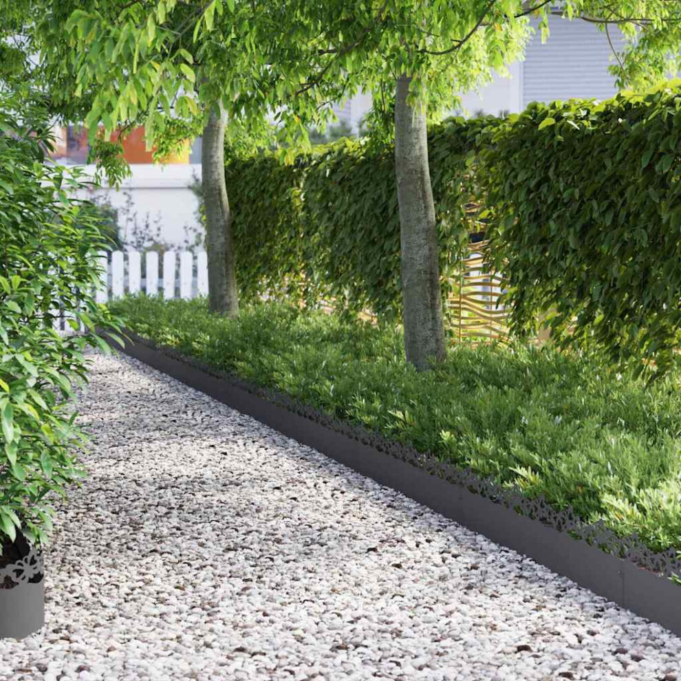 Vidaxl Lawn Edgings 10 Pcs Black 103 X 0.05 X 22 Cm Steel