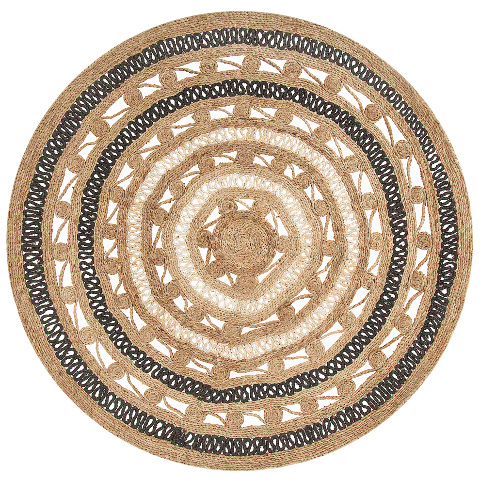 Beliani Rug Goyne Beige Ø 140 Cm Jute