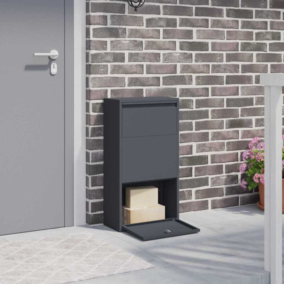 Vidaxl Parcel Drop Box With Storage 44 X 22 X 82 Cm Steel Anthracite