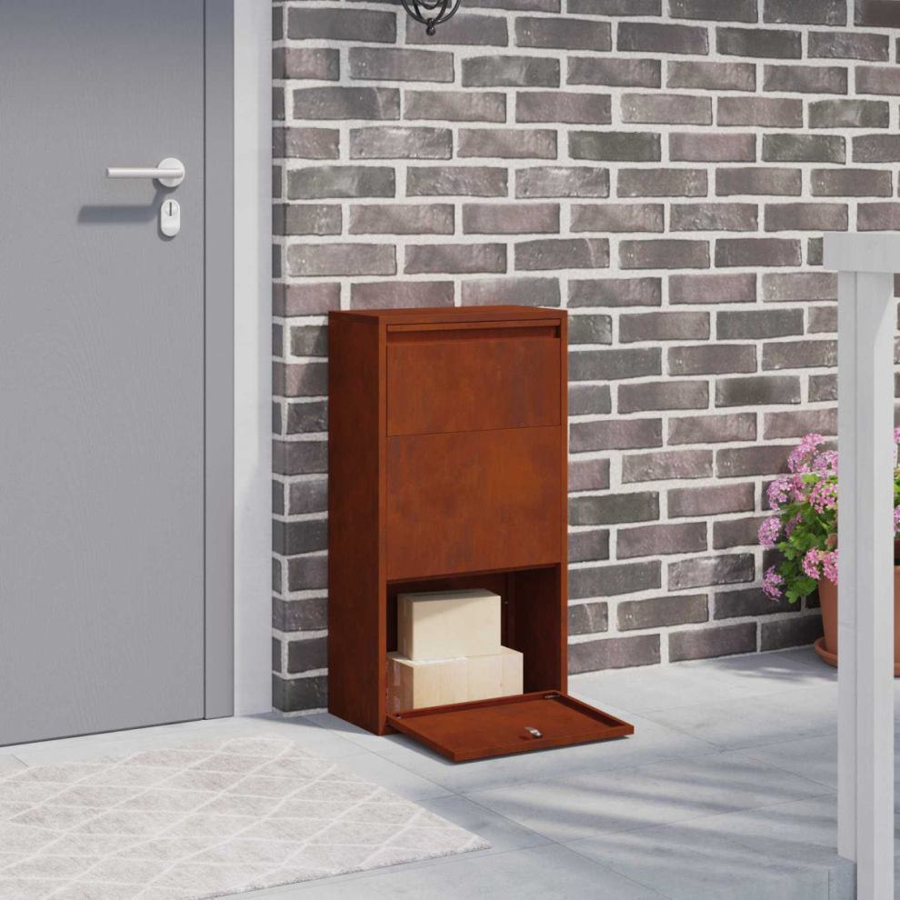 Vidaxl Parcel Drop Box Rusty 44 X 22 X 82 Cm Weathering Steel