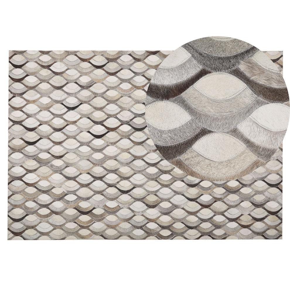 Beliani Rug Kirca Beige 140 X 200 Cm Leather