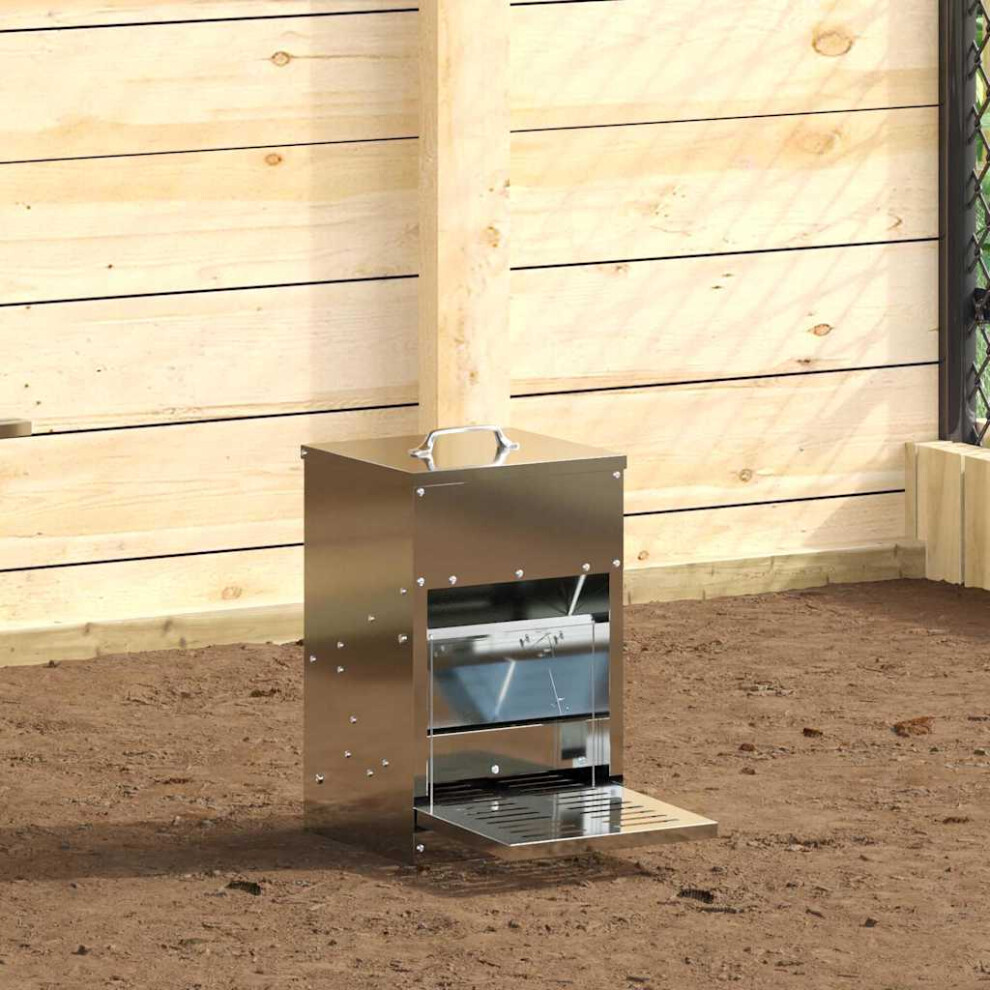 Vidaxl Chicken Treadle Feeder Silver 25 X 42 X 40 Cm Galvanised Steel
