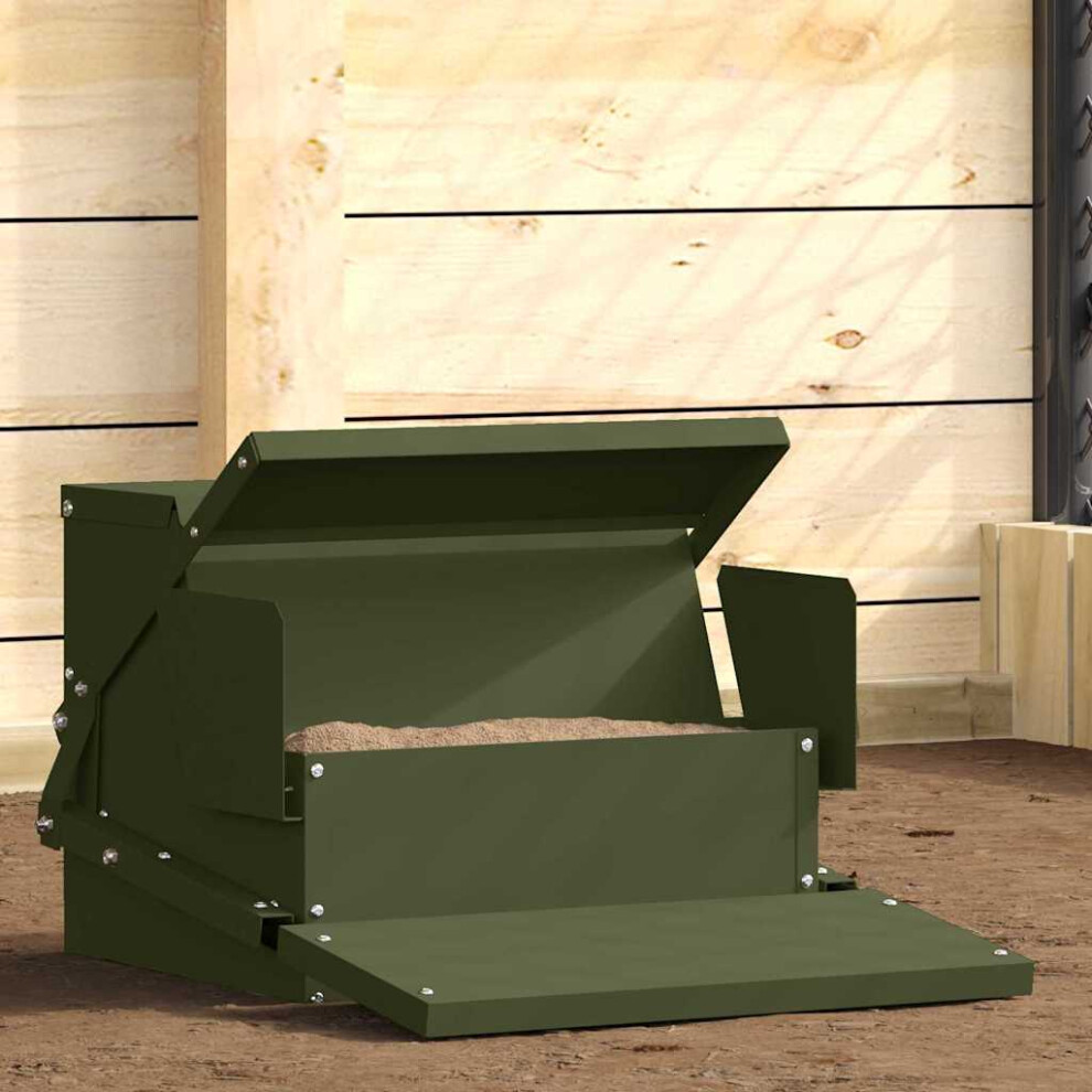 Vidaxl Chicken Treadle Feeder Olive Green 50 X 40 X 29 Cm