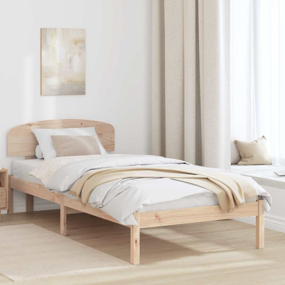 Vidaxl Bed Frame With Headboard Natural 75 X 190 Cm Solid Pine Wood
