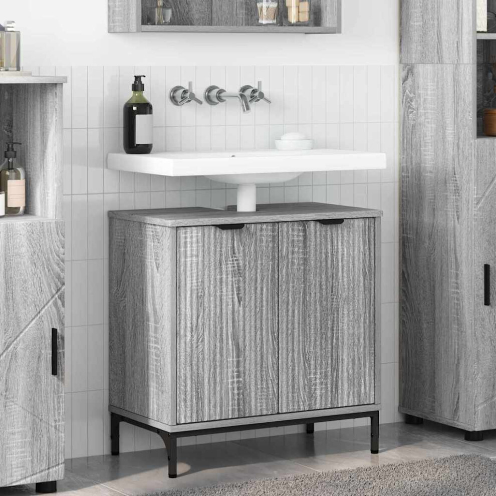 Vidaxl Bathroom Sink Cabinet With Door Sonoma 60.5 X 33.5 X 61 Cm Grey