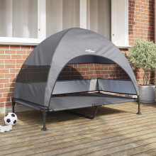 vidaXL Raised Dog Bed Light Grey 127 x 81 x 108 cm Fabric and Steel