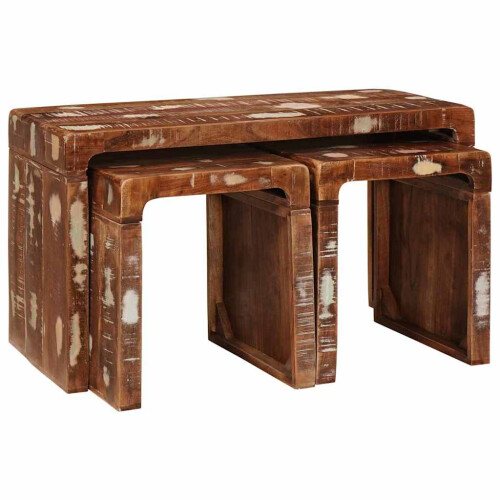 VidaXL vidaXL Nesting Table 3 pcs Brown Solid Reclaim Wood 2
