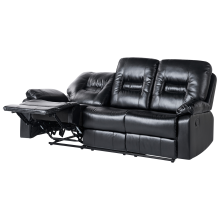 Manual Recliner Sofa 3 Seater BERGEN Faux Leather Black